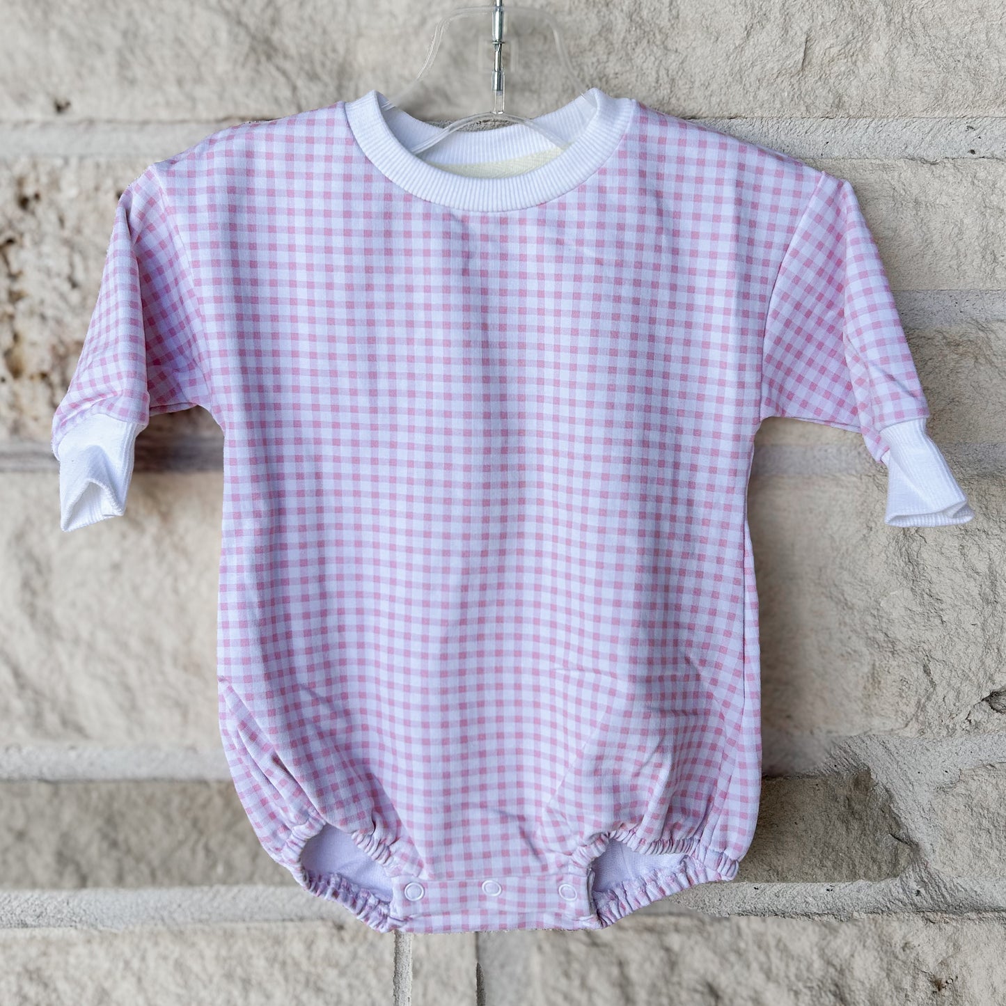 Sage & Lilly Pink Gingham LS Bubble