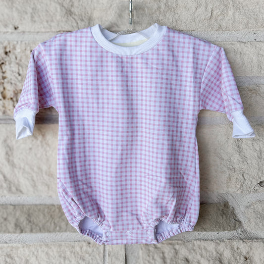Sage & Lilly Pink Gingham LS Bubble