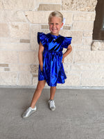 Belle Cher Royal Blue Metallic Dress