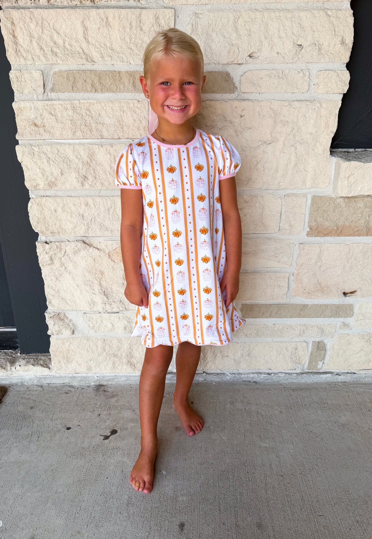 Trotter Street Pumpkin Patch Scalloped Dress