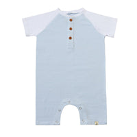 Me & Henry Blue/White Raglan Romper