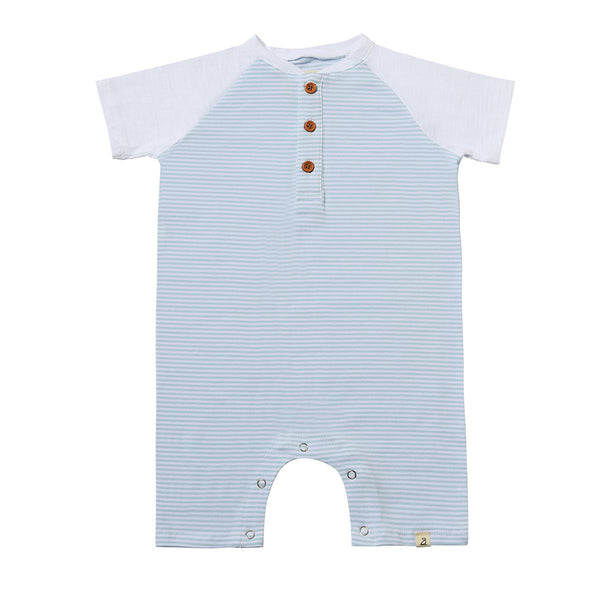 Me & Henry Blue/White Raglan Romper