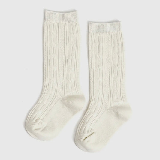 Little Stocking Co. Ivory Cable Knit Knee Highs