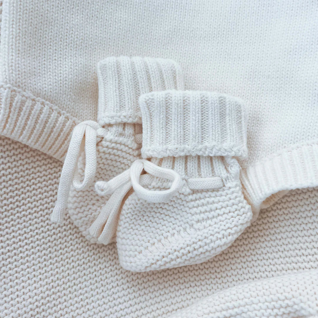 Caden Lane Ivory Knit Baby Boots