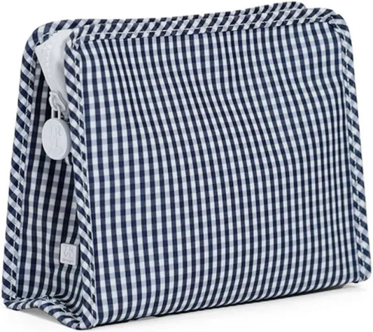 TRVL Navy Gingham Medium Roadie Zip Pouch