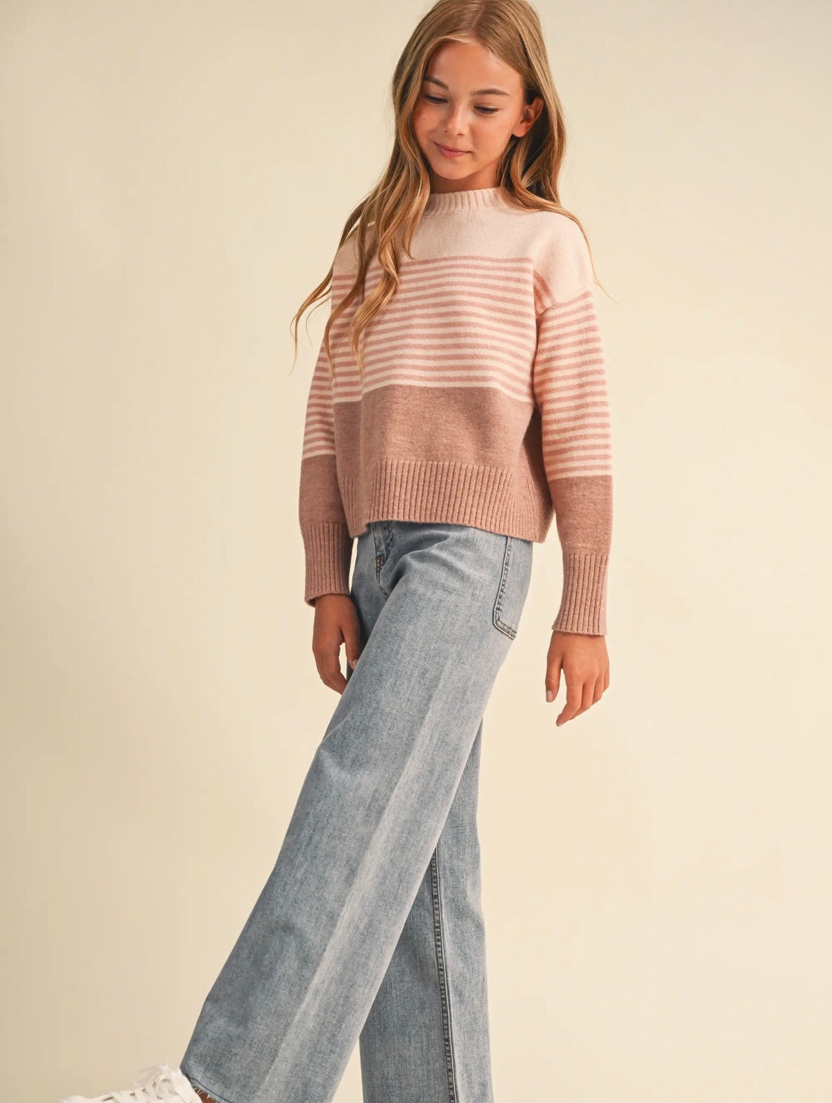 H&A Pink Mauve Stripe Sweater