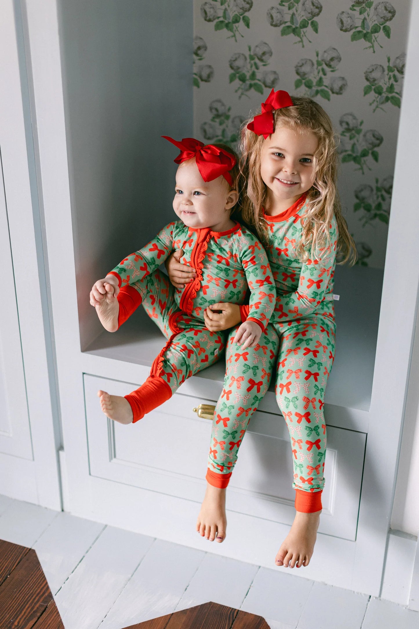 Poppy Kids Christmas Bows Zipper Romper
