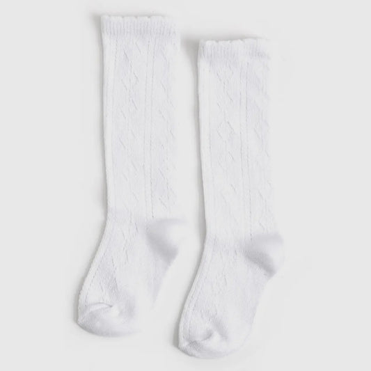 Little Stocking Co. White Scalloped Knee Highs