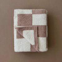 Latte Plush Checkerd Blanket
