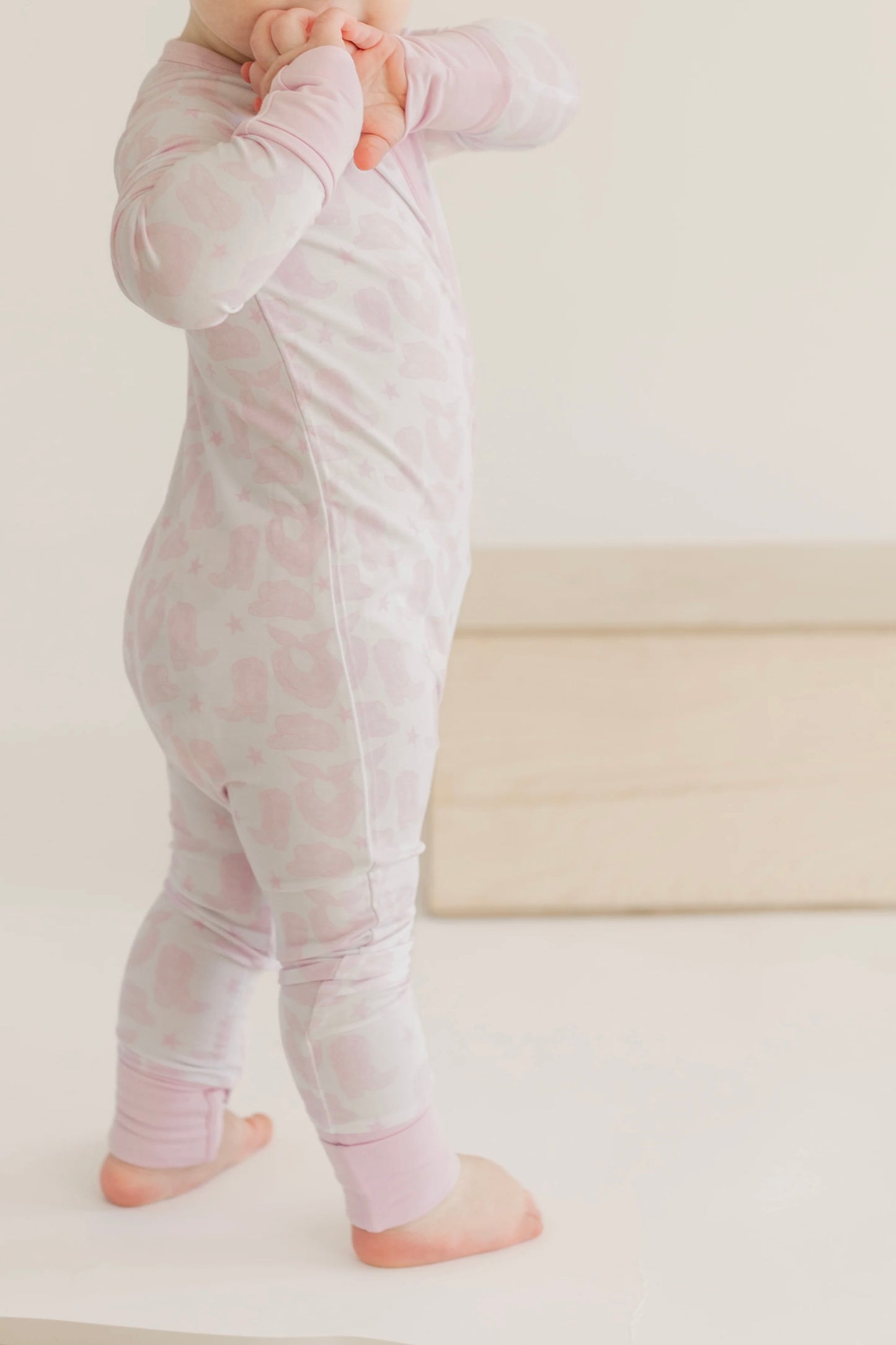 Toast + Jams Pink Watercolor Cowboy Playsuit