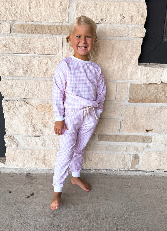 Sage & Lilly Pink Gingham Jogger Set