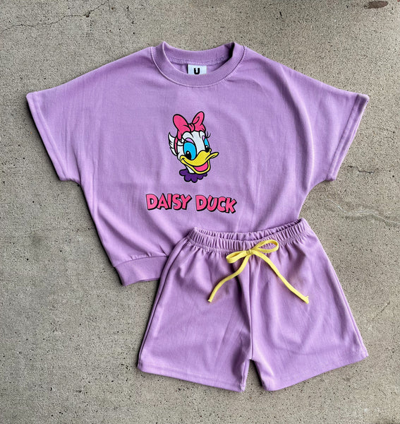 Purple Daisy Duck Short Set