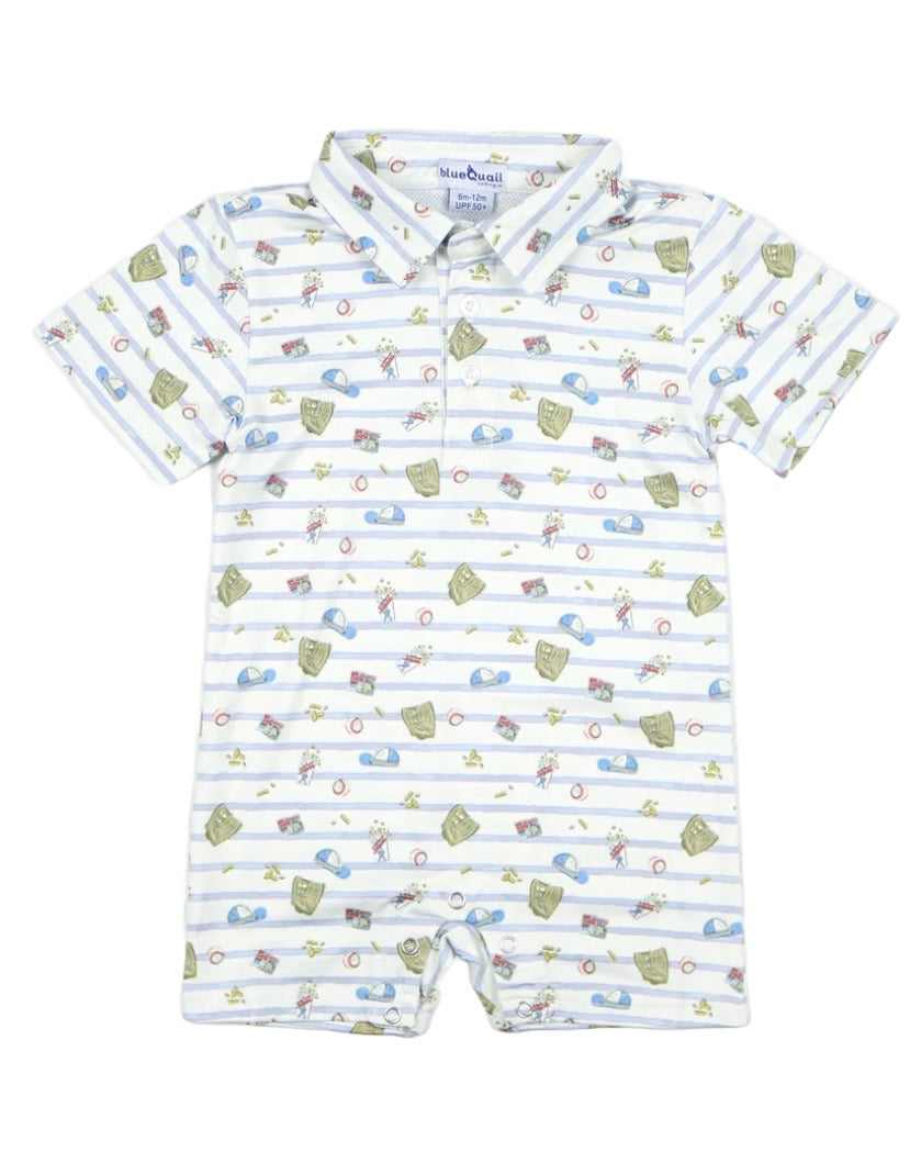 BlueQuail 7th Inning Stretch Polo Romper