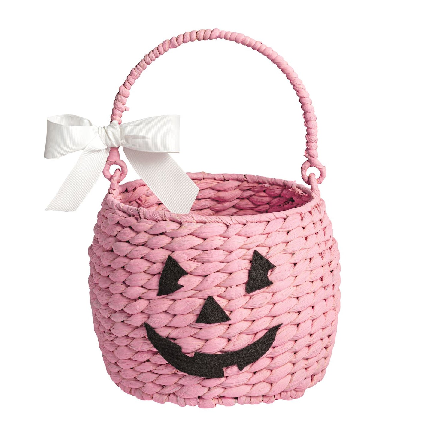 Mud Pie Pink Pumpkin Woven Treat Basket