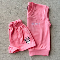 Pink Minnie EmbroideredTank + Short Set