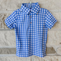 Poppy Kids Blue Heart Check Polo