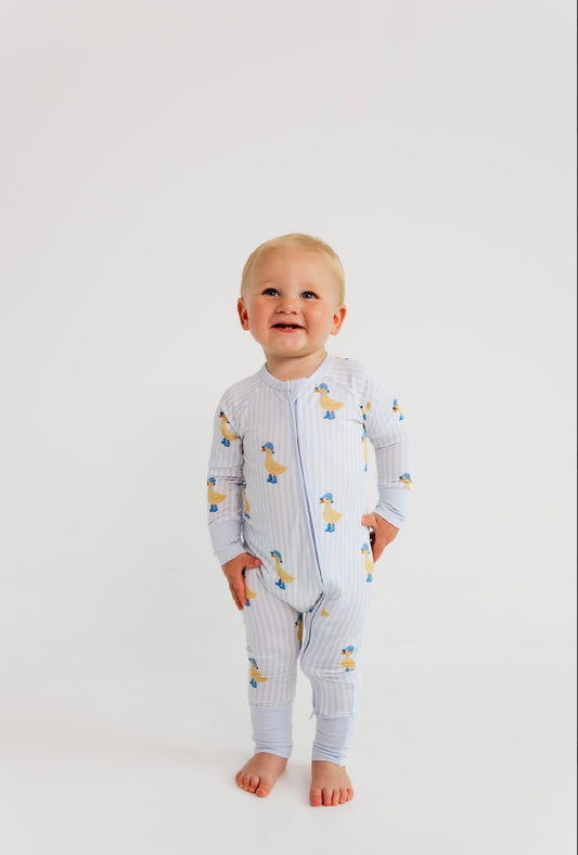 IMJ Stripe Ducks Zipper Romper