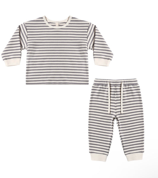 Quincy Mae Slate Stripe LS Set