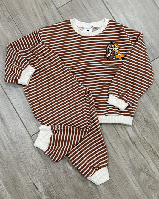 Chip & Dale Brown Stripe Sweat Set