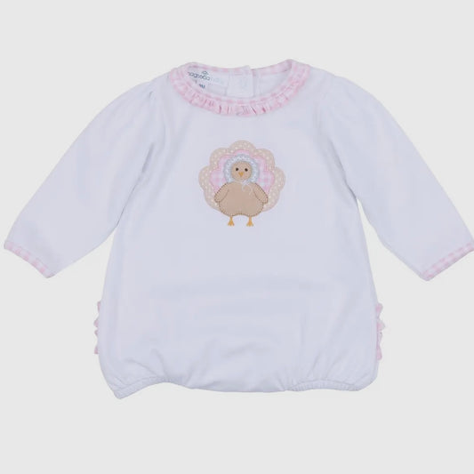 Magnolia Baby Pilgrim Pals Appliqué Ruffle Bubble