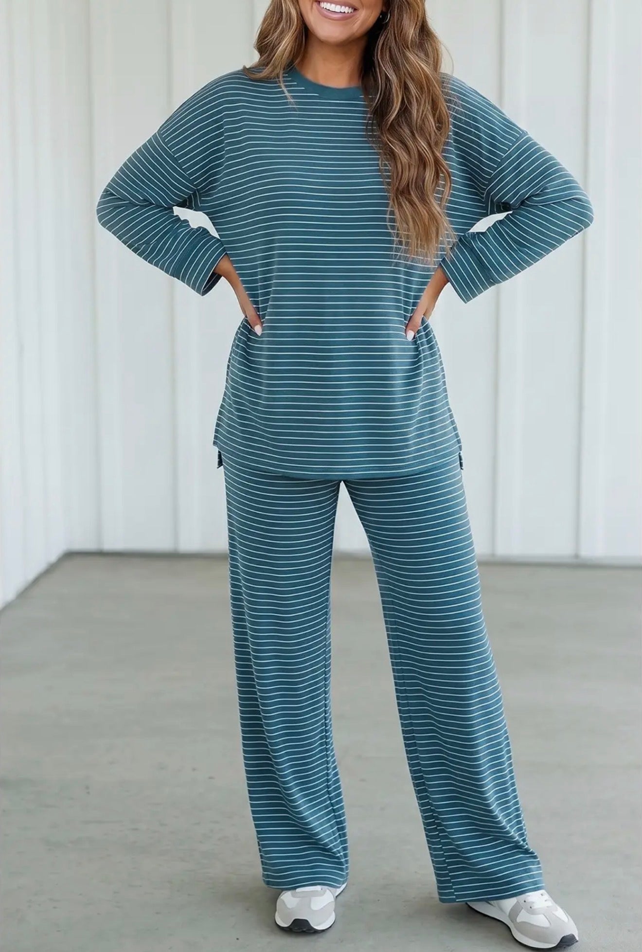 Green Stripe Pant Set