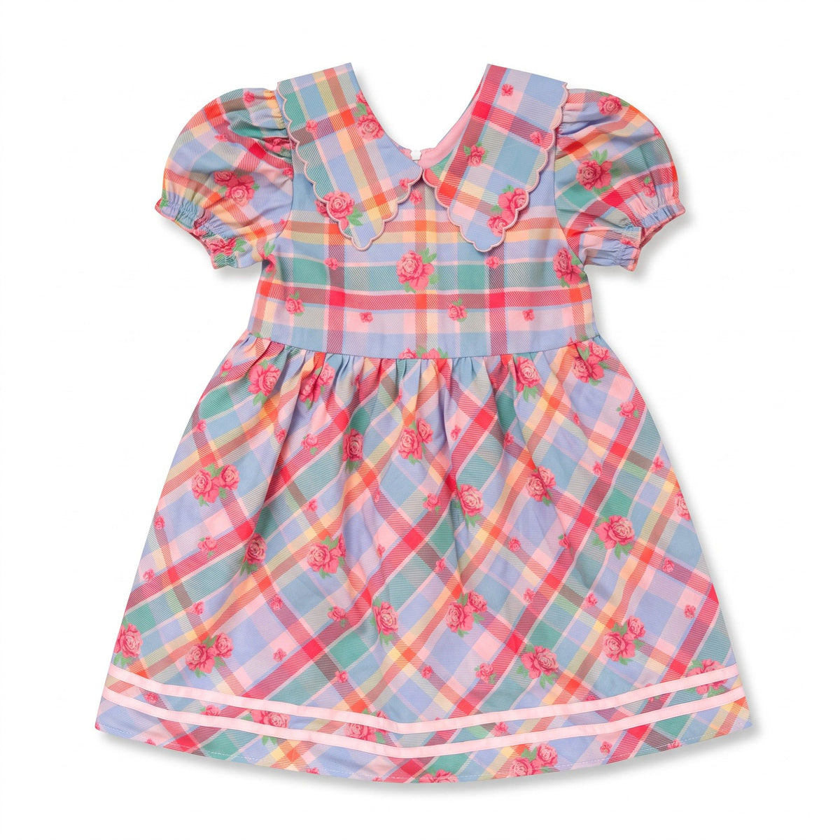 Hollis Baker Rosette Plaid Floral Dress