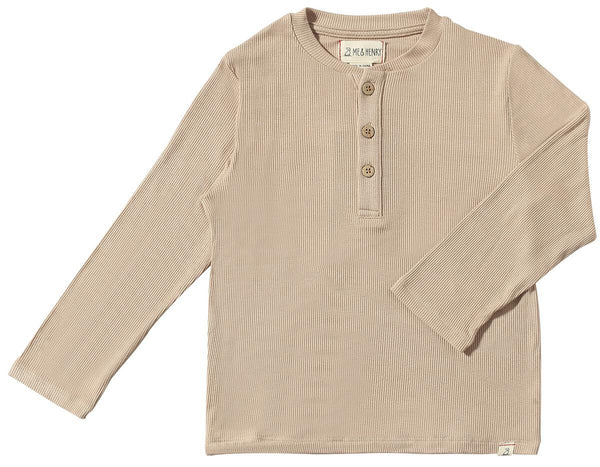 Me & Henry Beige Ribbed Henley Tee