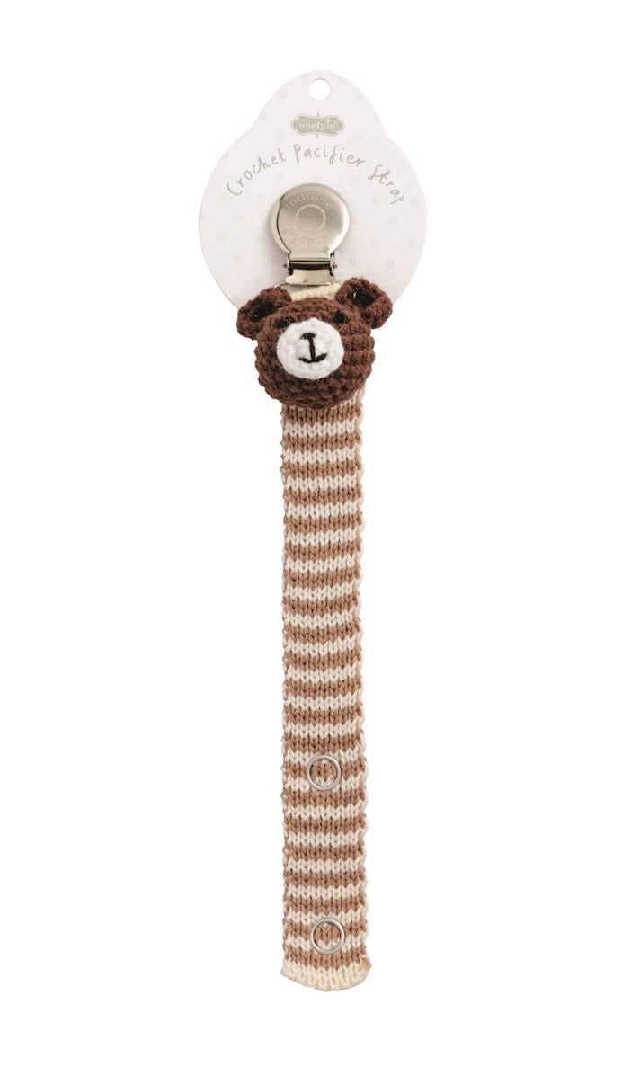 Mud Pie Bear Crochet Paci Clip