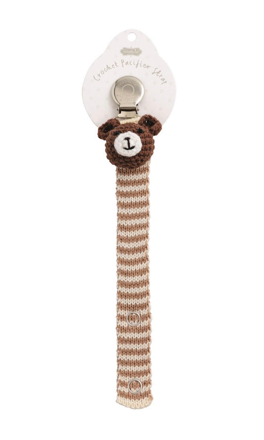 Mud Pie Bear Crochet Paci Clip