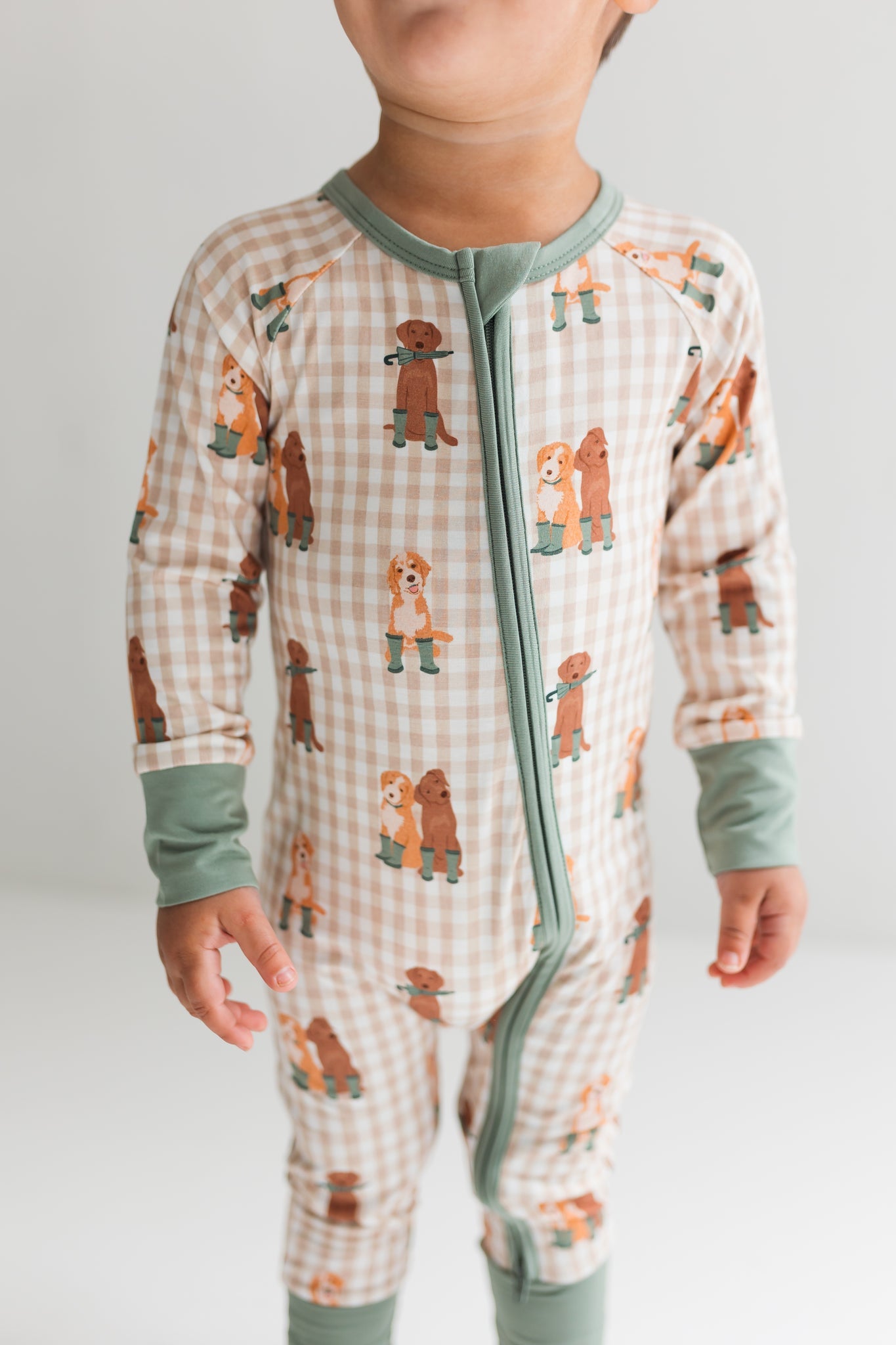 IMJ Green Pup Friends Zipper Romper