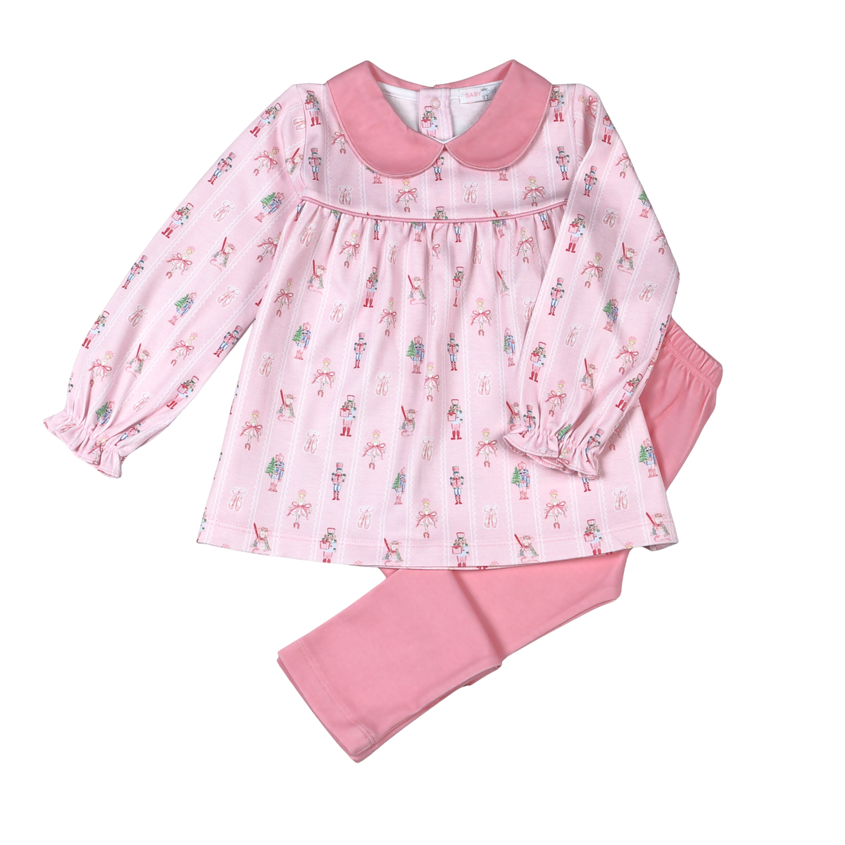 Baby Loren Pink Nutcracker Collared LS Pant Set