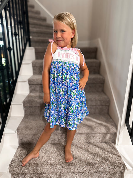 Smocked Flamingo Smocked Daddy’s Girl Floral Dress