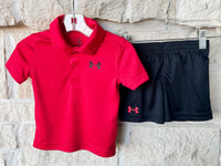 UA Red Polo + Black Short Set