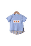 Smocked Flamingo Blue Plaid Short Set