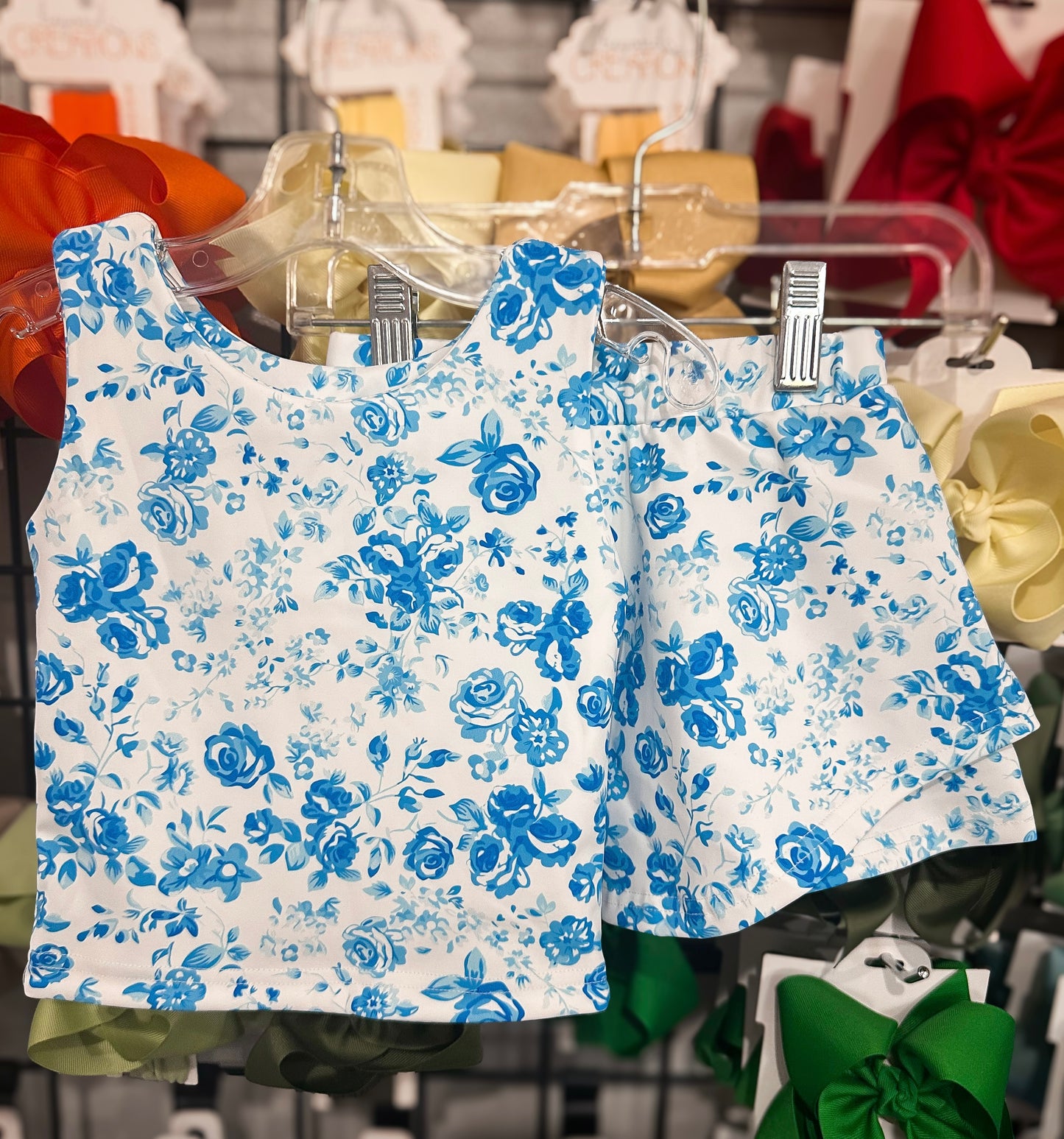 Blended Spirit Blue Floral Athletic Skort Set