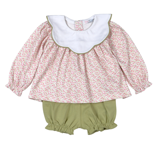 Baby Loren Melody Scalop Collar Bloomers Set
