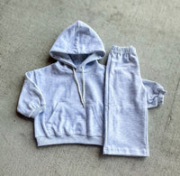 Junior Ash Grey 2pc Hoodie + Wide Leg Pant Set