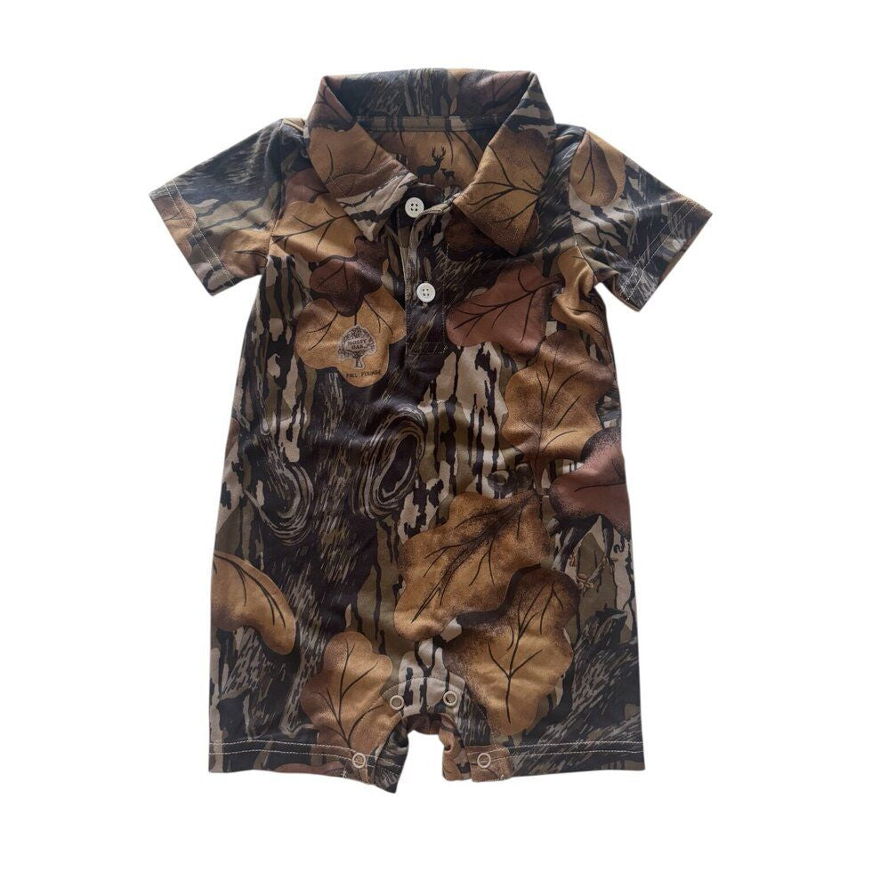 Velvet Fawn Mossy Oak Fall Foliage Romper