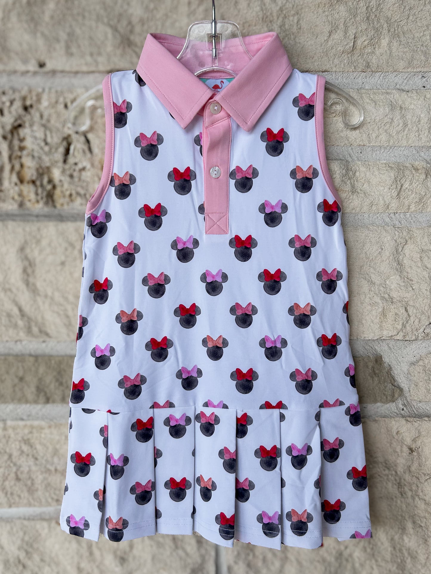 Smocked Flamingo Mouse Watercolor Park Tennis Dress