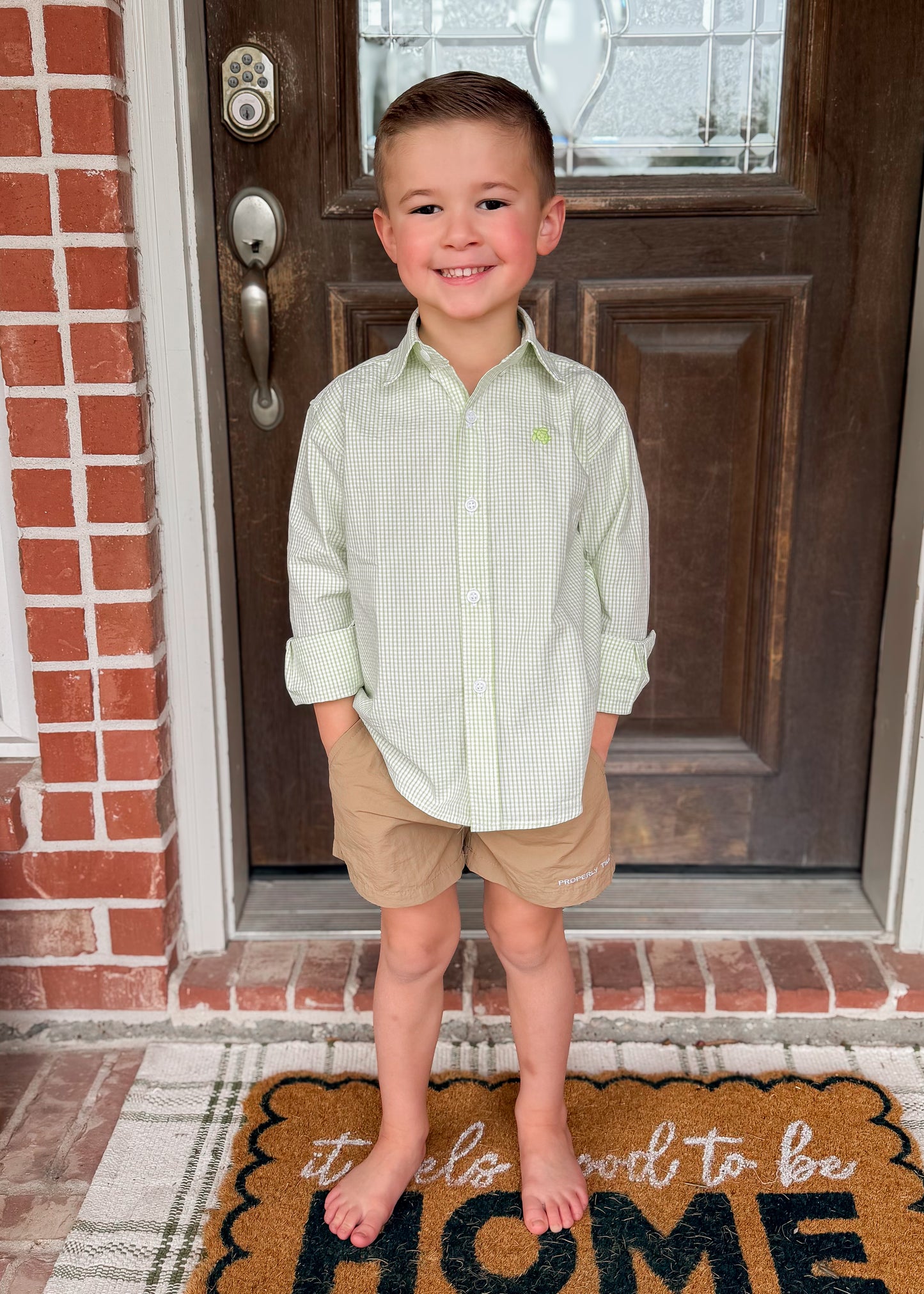 J Bailey Grass Green Seersucker Shirt