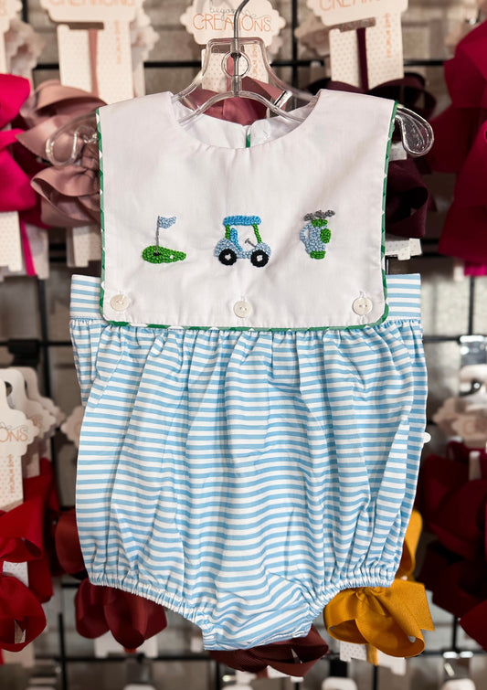 Smocked Flamingo French Knot Golf Bubble