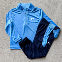 UA Horizon Blue Quarter Zip + Navy Athletic Set