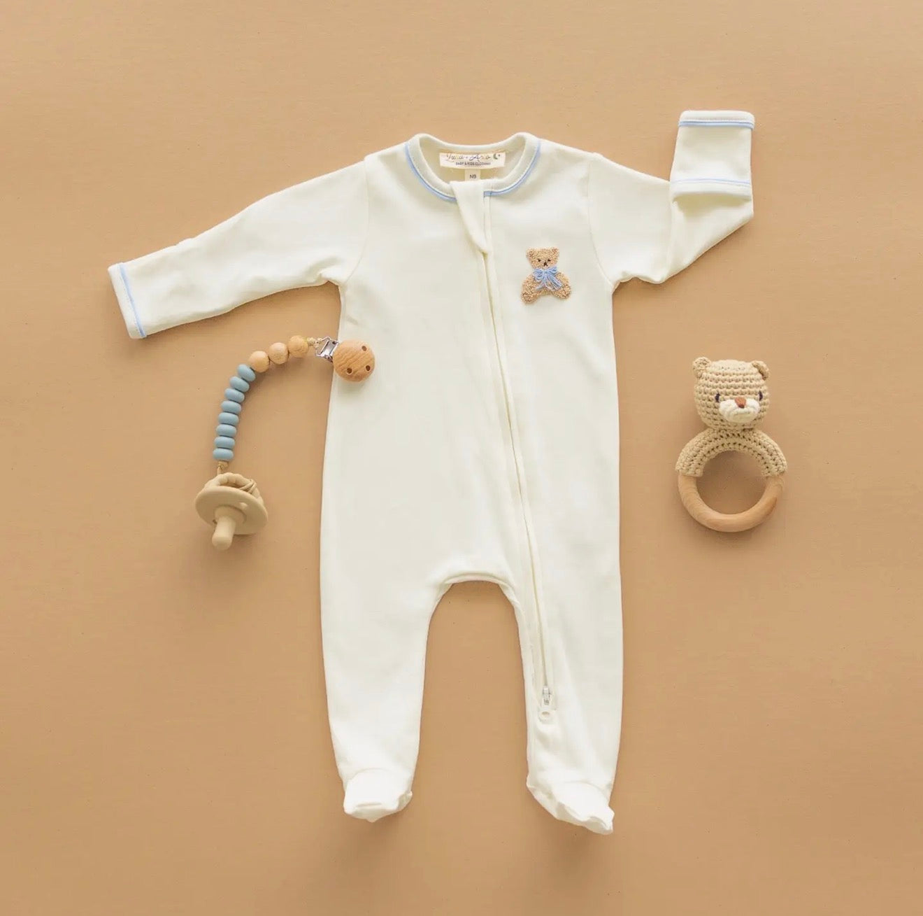 Magnolia Baby Sky Bear Hugs Footie