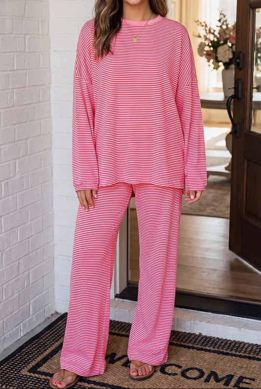 Pink Stripe Pant Set