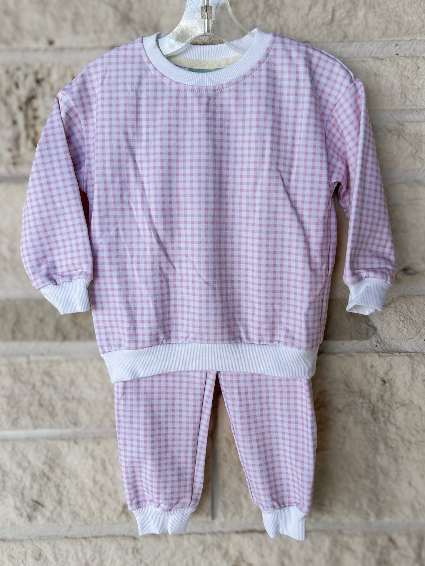 Sage & Lilly Pink Gingham Jogger Set