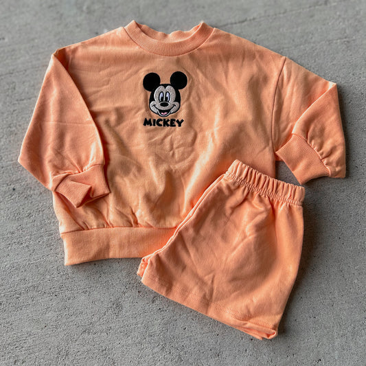 Mickey Orange LS Short Set