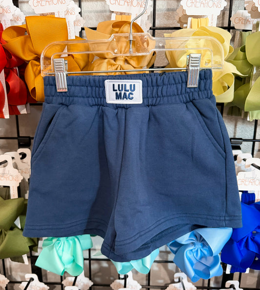 Lulu Mac Navy Terry Cloth Cotton Short