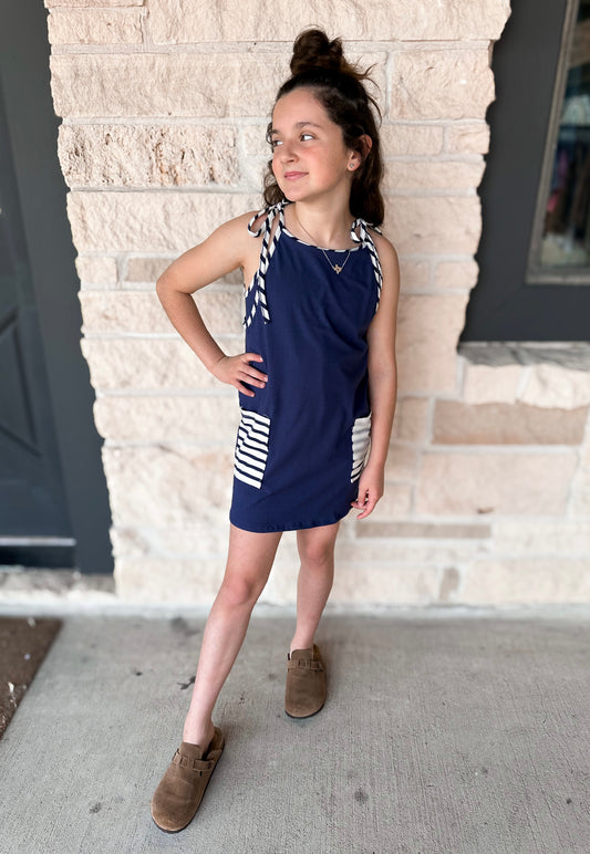 Good Girl Navy Stripe Shortie Dress
