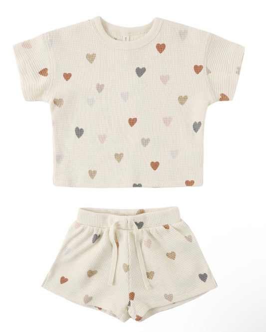Quincy Mae Confetti Hearts Waffle Short Set
