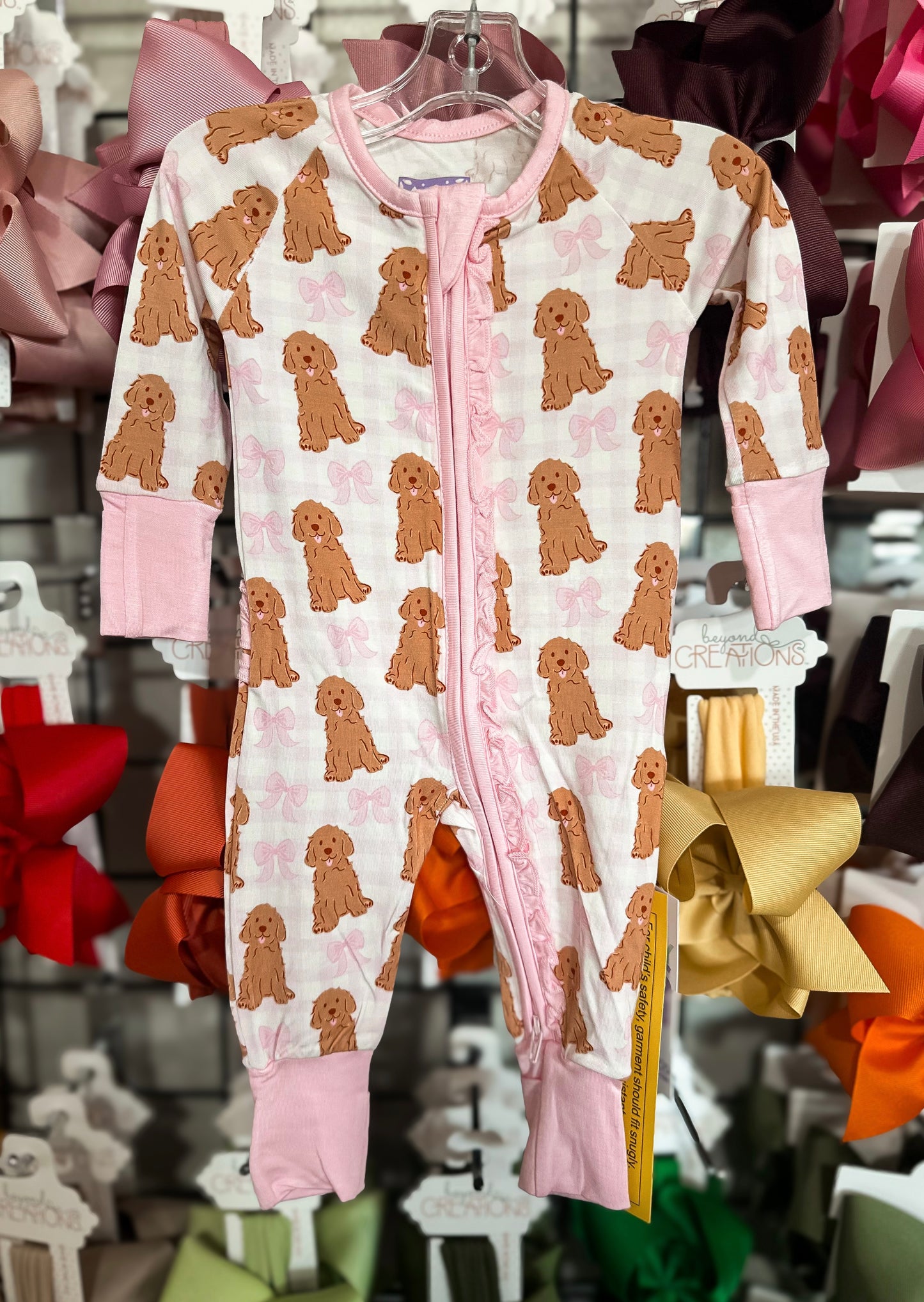 Poppy Kids Pink Goldendoodle Ruffle Playsuit